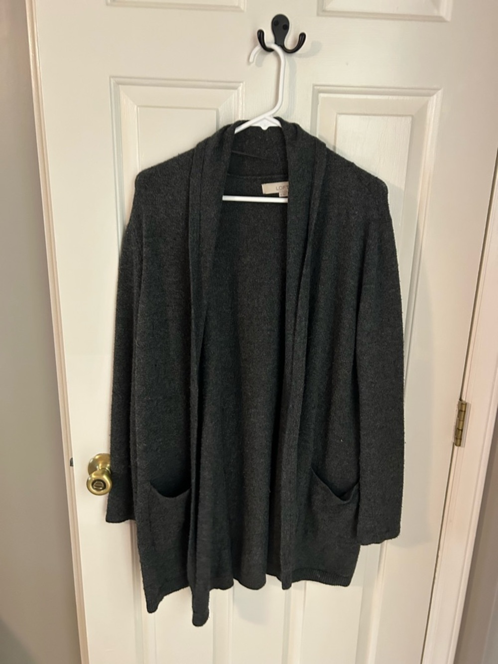 LOFT Dark Charcoal Open Cardigan